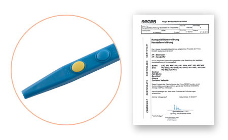 Gebrauchsanweisungen und Konformitätserklärung von sterile Einmalelektrodenhandgriffe