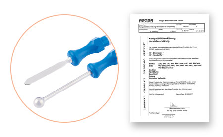 Gebrauchsanweisungen und Konformitätserklärung von bipolare Pinzetten